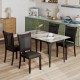 Set of two gray faux leather upholstered dining chairs with padded seats, perfect for kitchen or dining room use.
