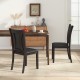 Set of 2 gray faux leather dining chairs with padded seats and ergonomic backrest, perfect for kitchen or dining room.