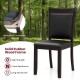 Gray faux leather upholstered dining chair with solid rubber wood frame, offering high strength and crack resistance.