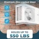 Mini split wall mounting bracket made of zinc-coated steel, holds up to 550 lbs, designed for 12000-24000 BTU AC units.