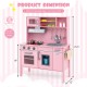 Wooden pretend play kitchen set for toddlers in pink, featuring a removable sink, stove, and storage solutions for.