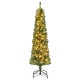 Pencil Christmas tree with warm LED lights and memory wire branch tips, 5FT tall, perfect for home or office holiday.