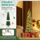 Pencil Christmas tree with memory wire branches and warm LED lights, perfect for home or office holiday decor.