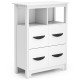 24-inch white floor cabinet showcasing a spacious tabletop and sturdy support feet for a clean and tidy living space.