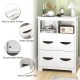 24-inch white floor cabinet featuring 2 open compartments and 2 large drawers for organized storage and easy cleaning.