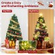 4 FT pre-lit artificial Xmas tree with colorful lights and top star, perfect for festive decoration day and night.