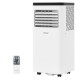 Side view of the 10000 BTU portable air conditioner, showcasing its compact design with universal wheels for easy.