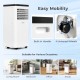 Portable 10000 BTU air conditioner with 4 wheels, suitable for large rooms, featuring a digital panel and remote.