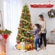 Full-bodied 7.5 FT pre-lit artificial Christmas tree with vibrant PVC leaves and warm-white LED lights for holiday.