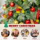 Pre-lit artificial Christmas tree with PVC and pine needles, adorned with berries and lights, perfect for festive.