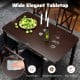 Wide rectangular dining table with rubber wood legs, featuring a smooth surface and elegant design, perfect for dining.