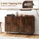 Buffet sideboard in rustic brown with 4 doors, adjustable shelves, and anti-tipping kits for secure storage.