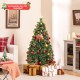 5 feet artificial Christmas tree with red berries and kerosene lamps, featuring warm white LED lights and a vibrant.