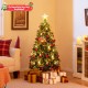 5 feet artificial Christmas tree with red berries and kerosene lamps, featuring warm white LED lights and a star topper.