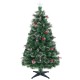 5 feet artificial Christmas tree with red berries, kerosene lamps, and snowy pine needles for festive holiday decor.