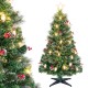 5 feet artificial Christmas tree featuring a decorative star topper and kerosene lamps, perfect for holiday.