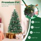 5 feet artificial Christmas tree with red berries, snowy pine needles, and kerosene lamps for festive holiday decor.