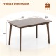 48-inch wooden dining table with rubber wood legs, featuring a smooth brown finish, ideal for small spaces and dining.