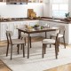 Brown 48-inch wooden dining table with rubber wood legs, comfortably seating 4, perfect for kitchens or small spaces.