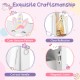 Kids jewelry cabinet with full-length mirror, featuring a cute unicorn pattern, cut-out handle, and magnetic catch.