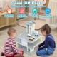 Parking garage playset in gray with 4 cars and helicopter, featuring interactive elevator and multiple settings for.