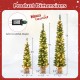 Set of 3 pre-lit artificial Christmas trees in varying heights with warm white LED lights, perfect for festive decor.