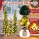 Set of 3 pre-lit artificial Christmas trees with 415 green branch tips, featuring warm white LED lights and rustic.