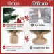 Set of 3 pre-lit artificial Christmas trees with PVC leaves and stable cement bases for festive holiday decor.