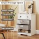 4-drawer white dresser with spacious tabletop, 2 small and 2 large drawers, and an open compartment for versatile.