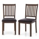 Set of 2 upholstered modern dining chairs with slanted high backrest and sturdy rubber wood legs, perfect for dining.