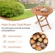Outdoor bistro set featuring a folding teak wood table and slatted seats, perfect for backyard or poolside use.