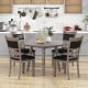 Upholstered dining chair set with gray padded backrest and seat, ideal for kitchen or dining room decor.