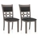 Set of 2 gray upholstered dining chairs with padded backrest, stylish patterned design, perfect for dining rooms or.
