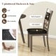 Upholstered dining chair with padded backrest and seat in gray, featuring a stylish design for dining rooms and.