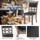 Upholstered dining chair with gray padded seat and stylish patterned backrest, ideal for dining room or kitchen use.