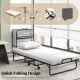 Twin size rollaway guest folding bed with a sturdy frame, soft mattress, and dustproof cover for easy storage and.