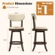 Counter height chair dimensions with padded seat and backrest, brown rubber wood frame, ideal for dining or kitchen use.