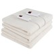 Queen size electric bed warmer in soft fabric with dual controllers, 9 heat settings, and 9-hour auto-off feature.