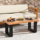 Teak wood patio table with river feel epoxy tabletop, showcasing a unique design and easy-to-clean surface for.