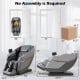 Soothe 48 gray zero gravity massage chair with touch screen, showing dimensions for easy placement in any room.