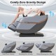 Full body zero gravity massage chair in gray with touch screen, featuring a one-touch rocking function for relaxation.