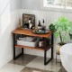 2-tier teak wood end table with open shelves, perfect for living room or hallway storage and easy maintenance.