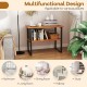 2-tier teak wood end table with open shelves, ideal for living room or hallway, featuring a waterproof surface and.