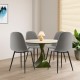 Set of 4 gray dining chairs with black metal legs, featuring foam upholstery and ergonomic backrests for comfort.