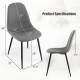 Gray dining chair with black metal legs, featuring ergonomic design and foam upholstery for comfort and stability.