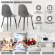 Set of 4 gray dining chairs with black metal legs, ergonomic design, perfect for dining rooms and restaurants.