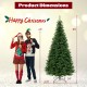 8 FT corner artificial Christmas tree with product dimensions displayed, ideal for festive setups in small spaces.