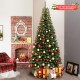 8 FT corner artificial Christmas tree featuring a space-saving design and 360 warm white LED lights, perfect for.