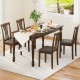 Brown wooden dining chairs set of 2 with linen fabric upholstery, perfect for stylish dining experiences.