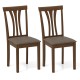 Set of 2 wooden dining chairs with brown rubber wood frame and linen fabric upholstery, perfect for home or cafe.